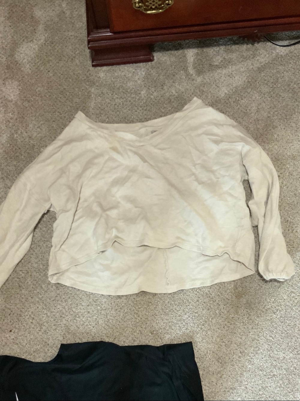 Women's Cream Long-Sleeve Lightweight Layered Sweatshirt